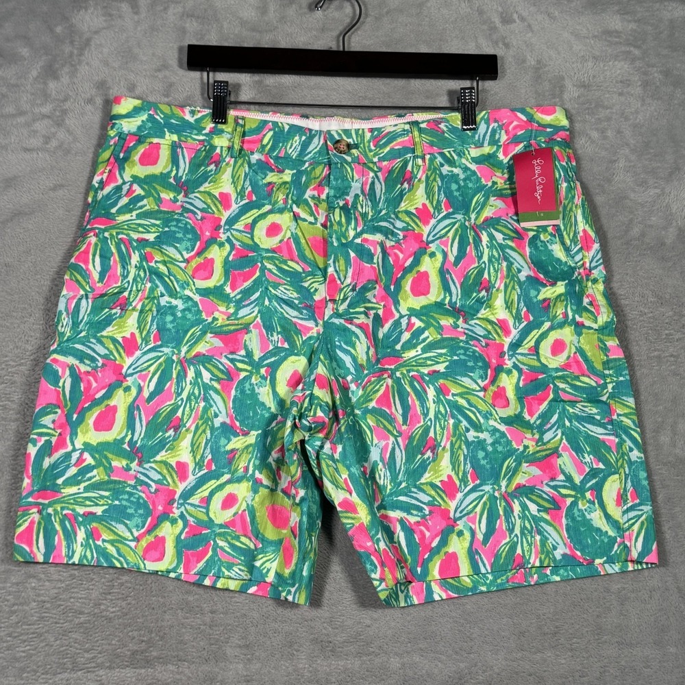 Lilly Pulitzer Shorts Mens 40 Pink Guac And Roll Beaumont Chino 9 Inch Tropical